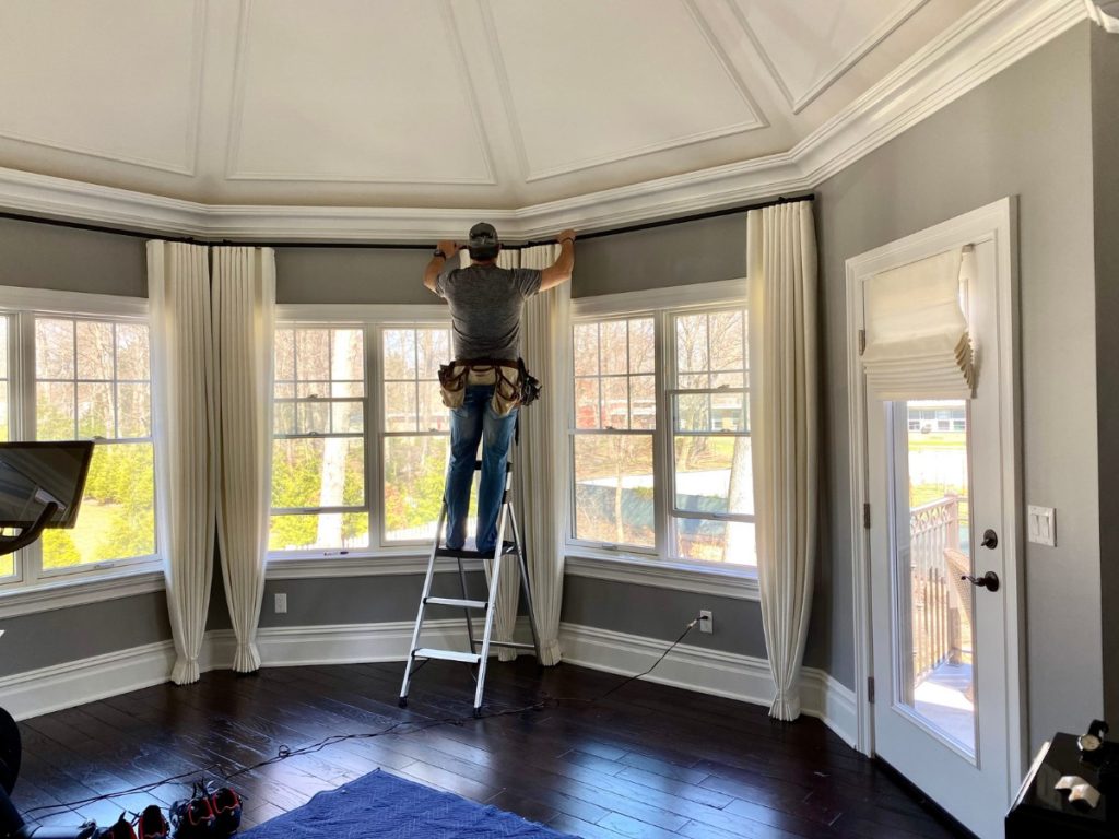 Installation of custom curtains and drapes