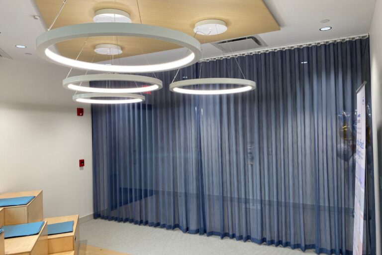 room divider drapes in office