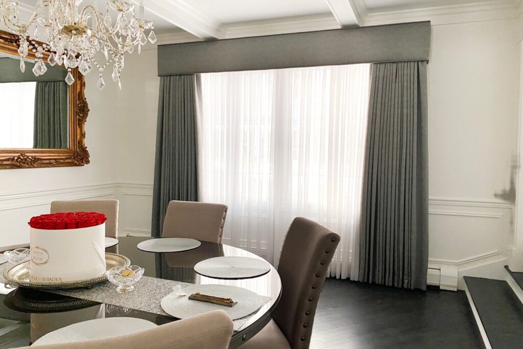 Custom Sheers, Drapes And Cornice