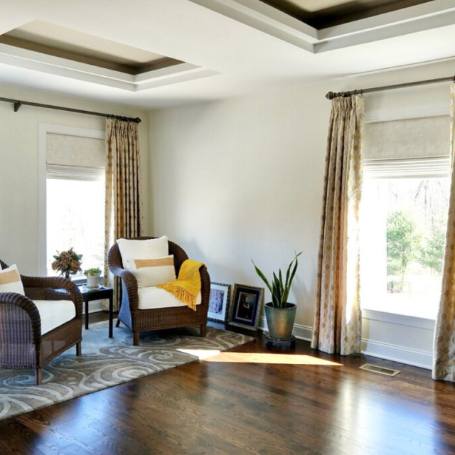 Roman shades with draperies