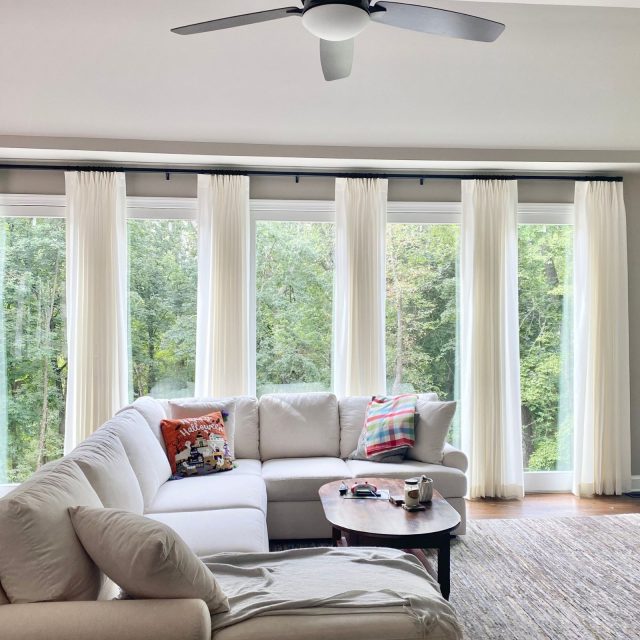 Custom Drapes White Living Room